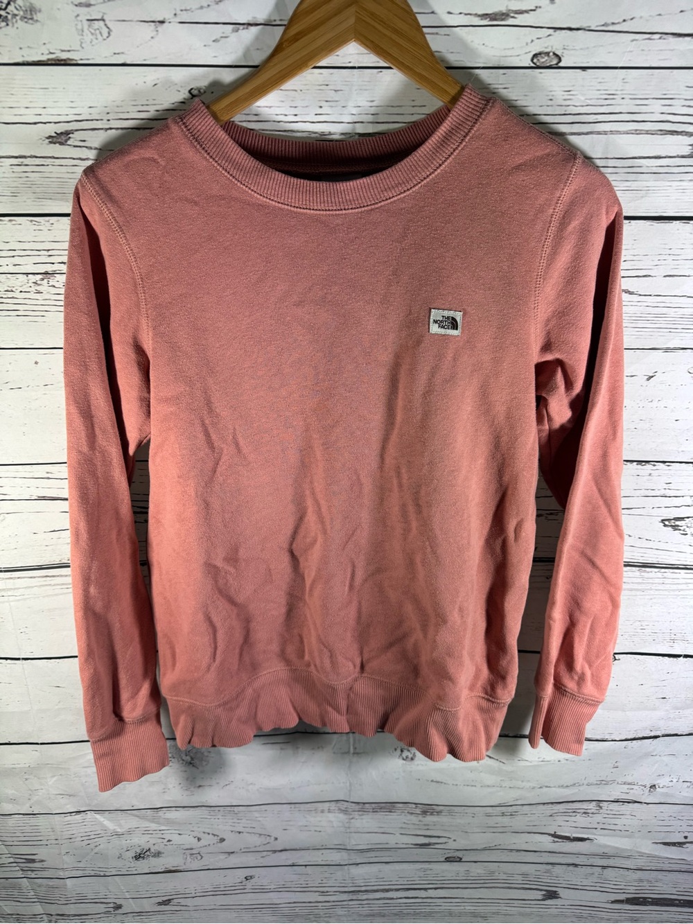 The North Face Sweatshirt Women XS Pink Heritage Patch Crew Neck Pullover